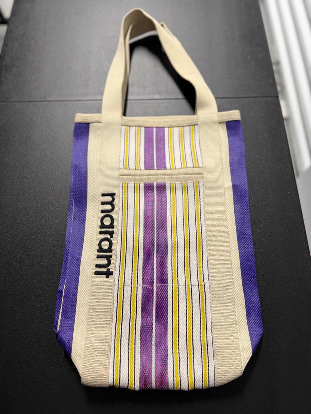 Isabel Marant Striped Canvas Tote in Purple and Cream